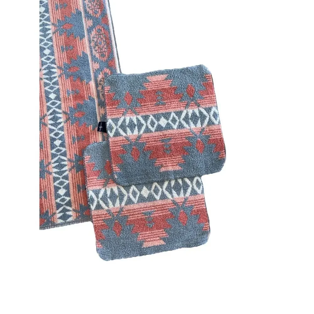 Ralph Lauren Vintage Set Bathroom Towels Blue Red Southwestern Raren Wash Cloths